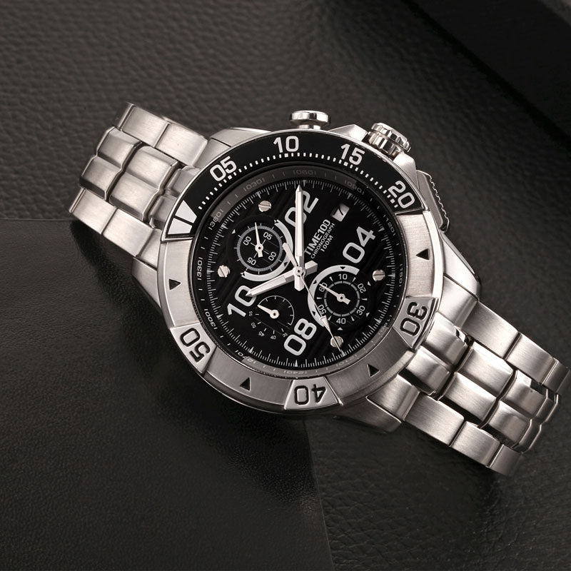 TIME100 Men's Multifunction Fashion Steel Strap 100M Waterproof Blue Sport Quartz Watch - Time100