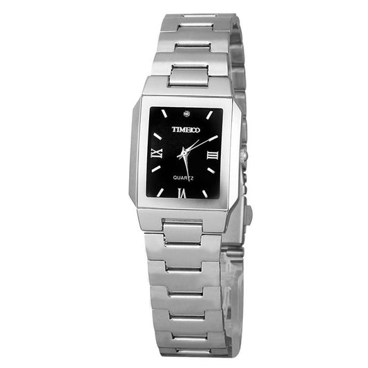 TIME100 Men's Wrist Watch Fashion Simple Stainless Steel Black Square Dial Couple Watches for Men - Time100
