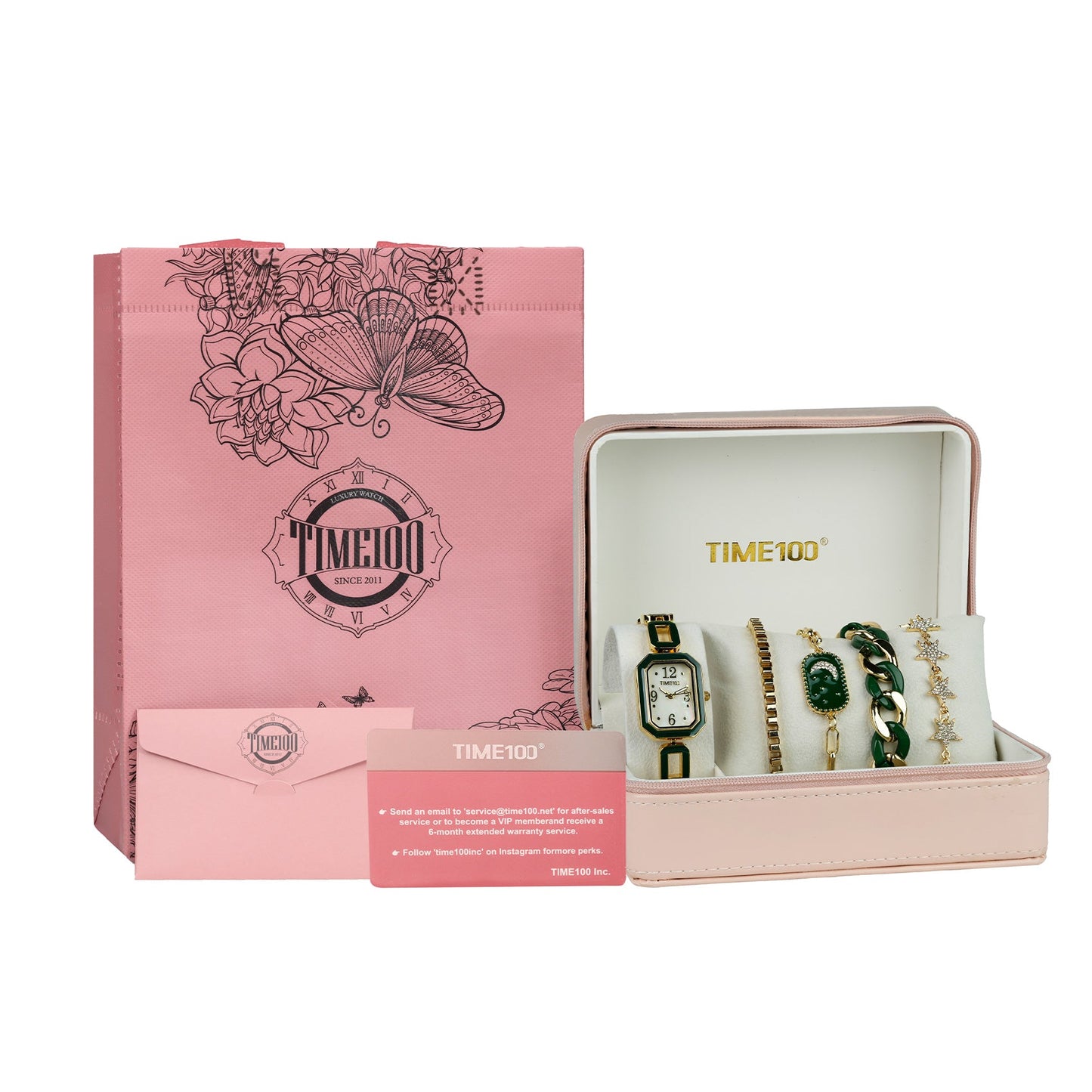 TIME100 chic 5-piece jewelry and watch set presented as a perfect gift for women - Time100