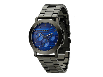 Close-up of the TIME100 44mm oversized men's watch showcasing its premium build quality and solid weight Blue - Time100