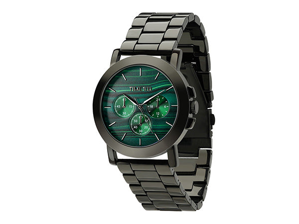 Close-up of the TIME100 44mm oversized men's watch showcasing its premium build quality and solid weight Green - Time100