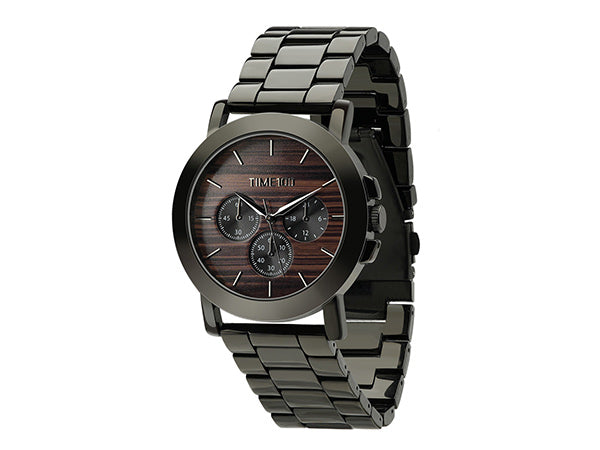 Close-up of the TIME100 44mm oversized men's watch showcasing its premium build quality and solid weight Black - Time100