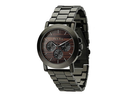 Close-up of the TIME100 44mm oversized men's watch showcasing its premium build quality and solid weight Black - Time100