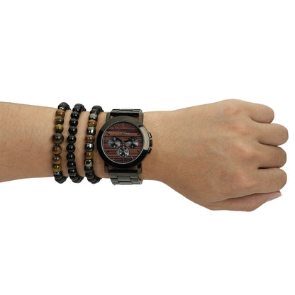 Edgy and masculine accessory bracelet included with the TIME100 W70183G men's watch set Black - Time100