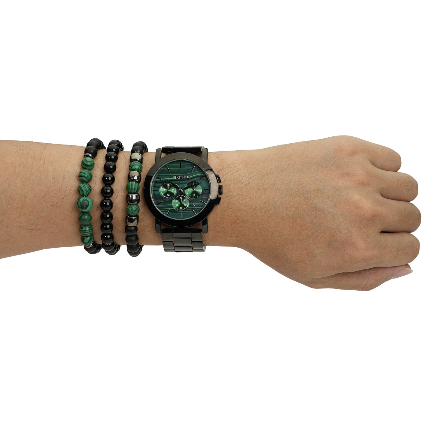 Edgy and masculine accessory bracelet included with the TIME100 W70183G men's watch set Green - Time100