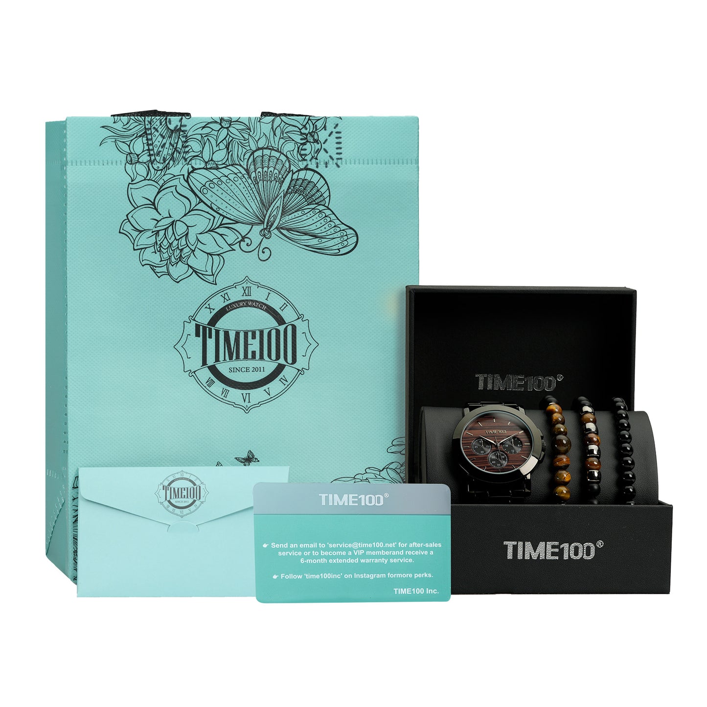 TIME100 W70183G premium watch and bracelet set presented in a high-quality gift box - Time100