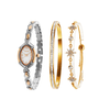 TIME100 Chelsea Oval Watch Set featuring a rose gold-tone timepiece and two matching bracelets Silver - Time100