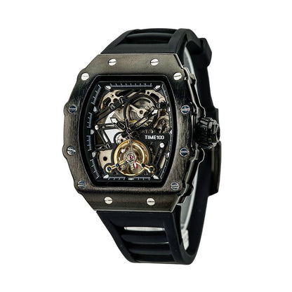 TIME100 W60168G bold square big face automatic mechanical watch for men Black - Time100