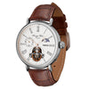 TIME100 W60164G Men's Automatic Watch with Skeleton Tourbillon Design and Ripple-Pattern Leather Strap White White - Time100