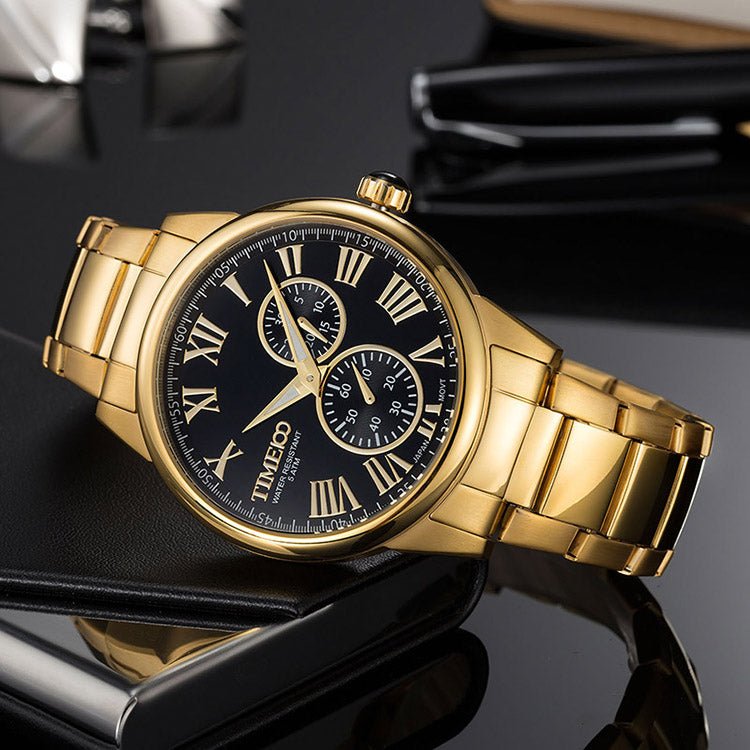 TIME100 artistic gold moon phase men's watch presented in a premium gift box for the sophisticated gentleman Gold - Time100