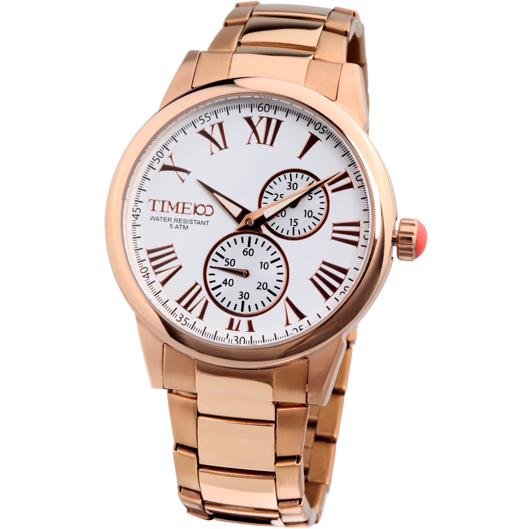 TIME100 W80009G Men's Radiant Gold-Tone Watch with Unique Owl-Shaped Dial and Moon Phase Gold White - Time100