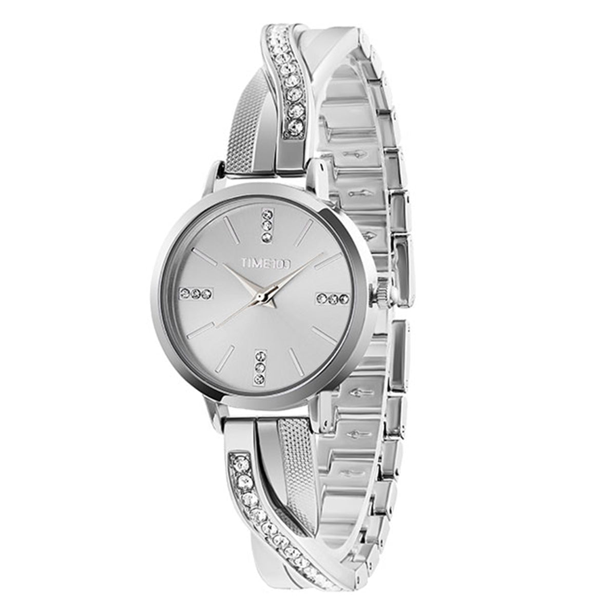 TIME100 W50888L comprehensive 4-piece women's silver watch and bracelet set Silver - Time100