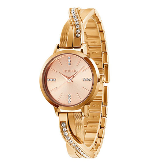 TIME100 W50888L comprehensive 4-piece women's silver watch and bracelet set Gold - Time100