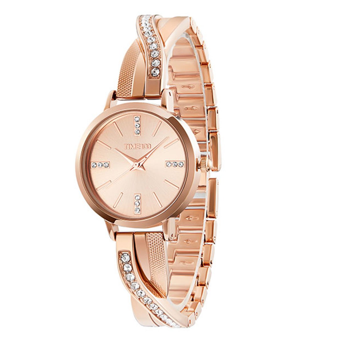 TIME100 W50888L comprehensive 4-piece women's silver watch and bracelet set Rose Gold - Time100