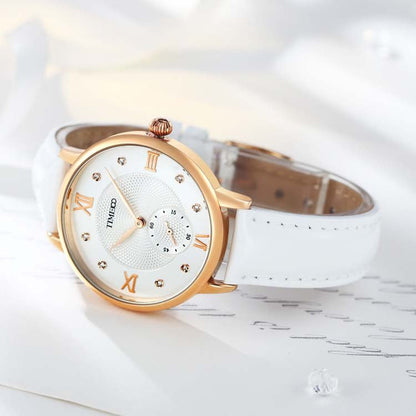 Soft genuine red leather watch band designed for breathability and maximum wrist comfort White - Time100