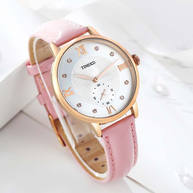 Detail of the TIME100 dedicated small second sub-dial protected by tempered crystal glass Pink - Time100