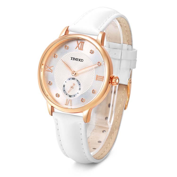 TIME100 W80099LWW Women's Elegant Watch featuring a Striking Red and Gold Color Palette White - Time100