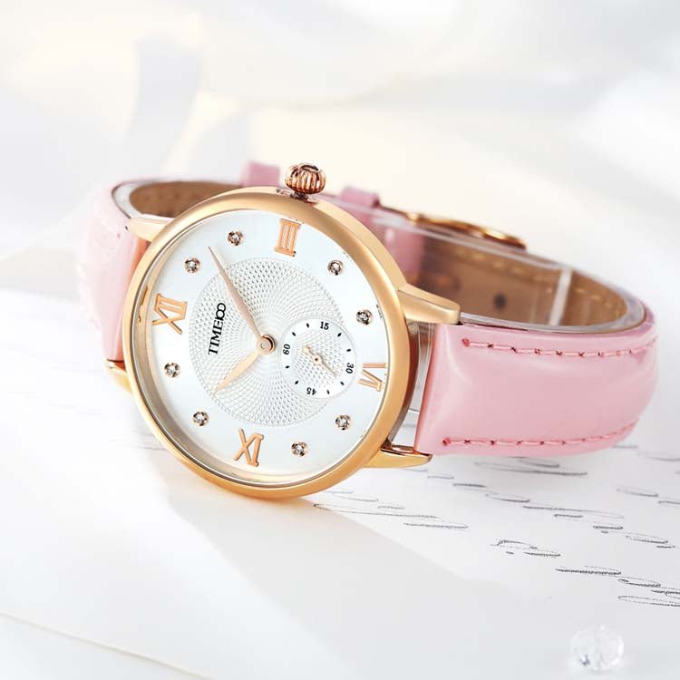 Soft genuine red leather watch band designed for breathability and maximum wrist comfort Pink - Time100