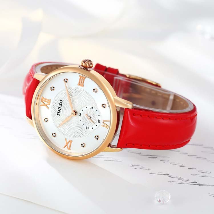 Soft genuine red leather watch band designed for breathability and maximum wrist comfort Red - Time100