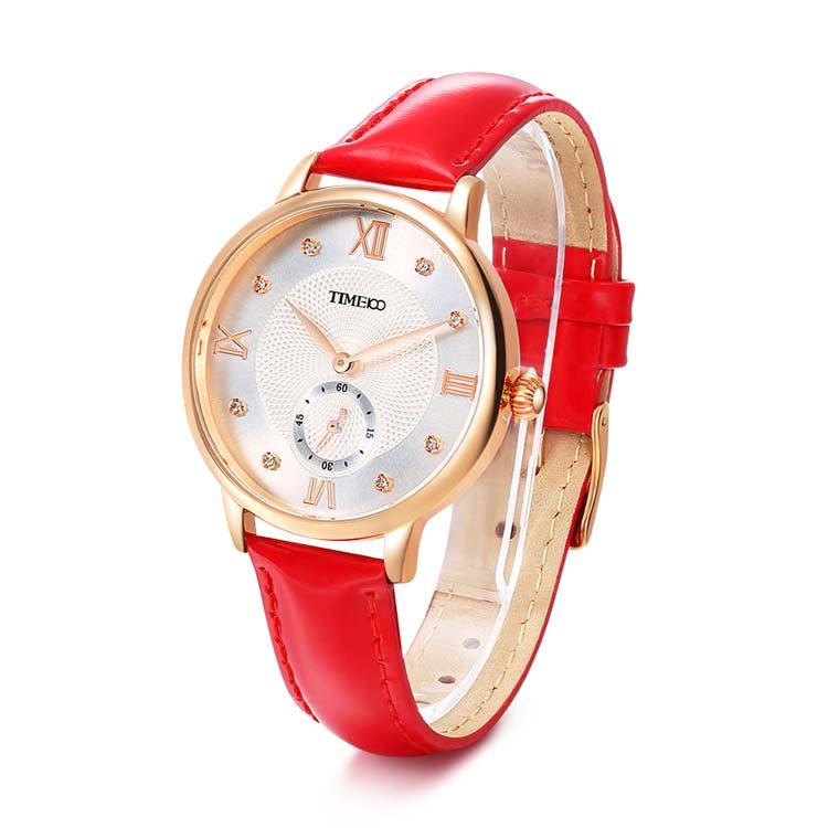 TIME100 W80099LWW Women's Elegant Watch featuring a Striking Red and Gold Color Palette Red - Time100