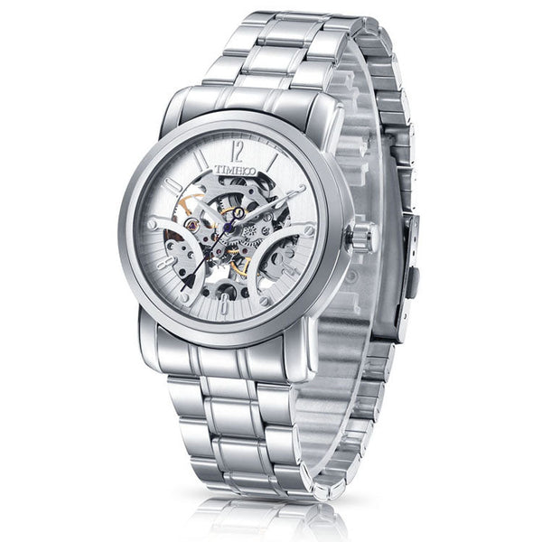TIME100 W60041G Men's Automatic Skeleton Watch with Rose Gold and Silver Two-Tone Design Silver - Time100