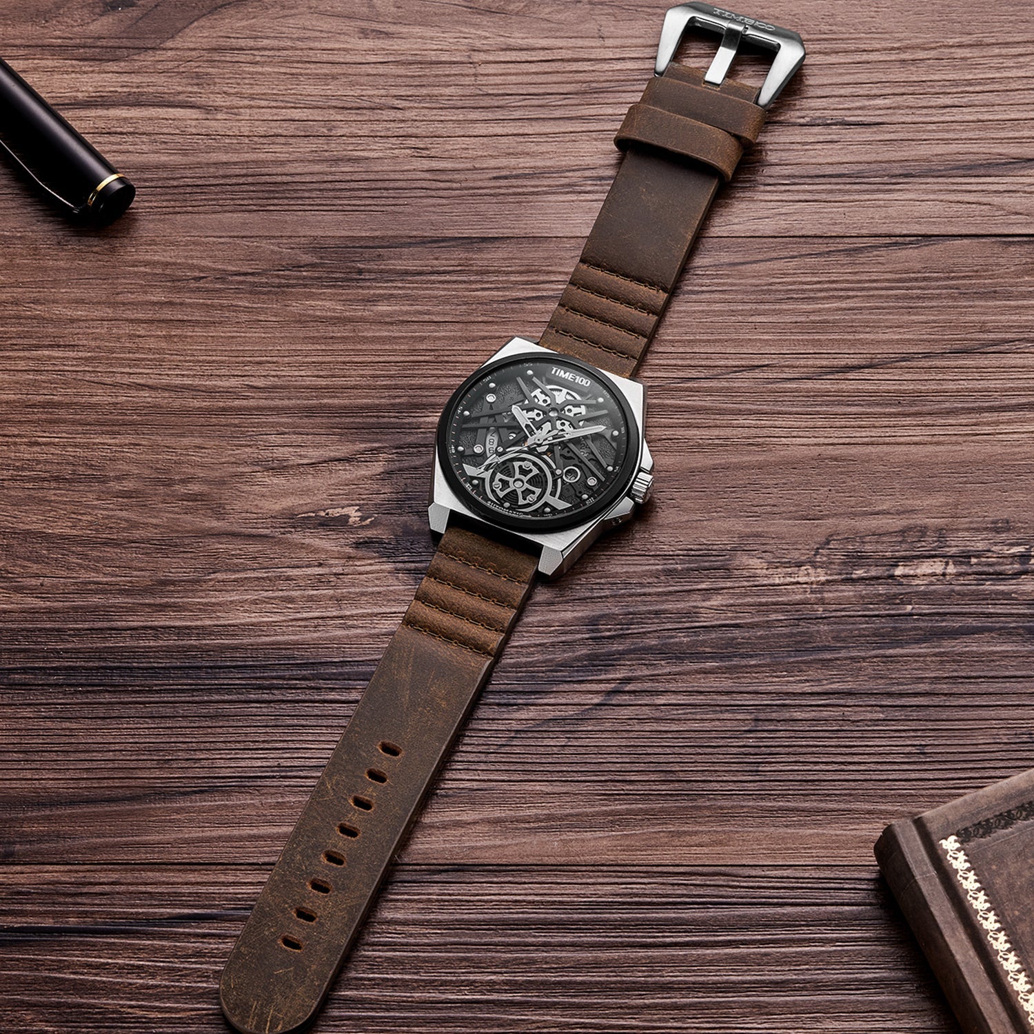 TIME100 Automatic Watches for Men Mechanical Men's Wrist Watches(No Battery),Winning The Design Competition - Time100
