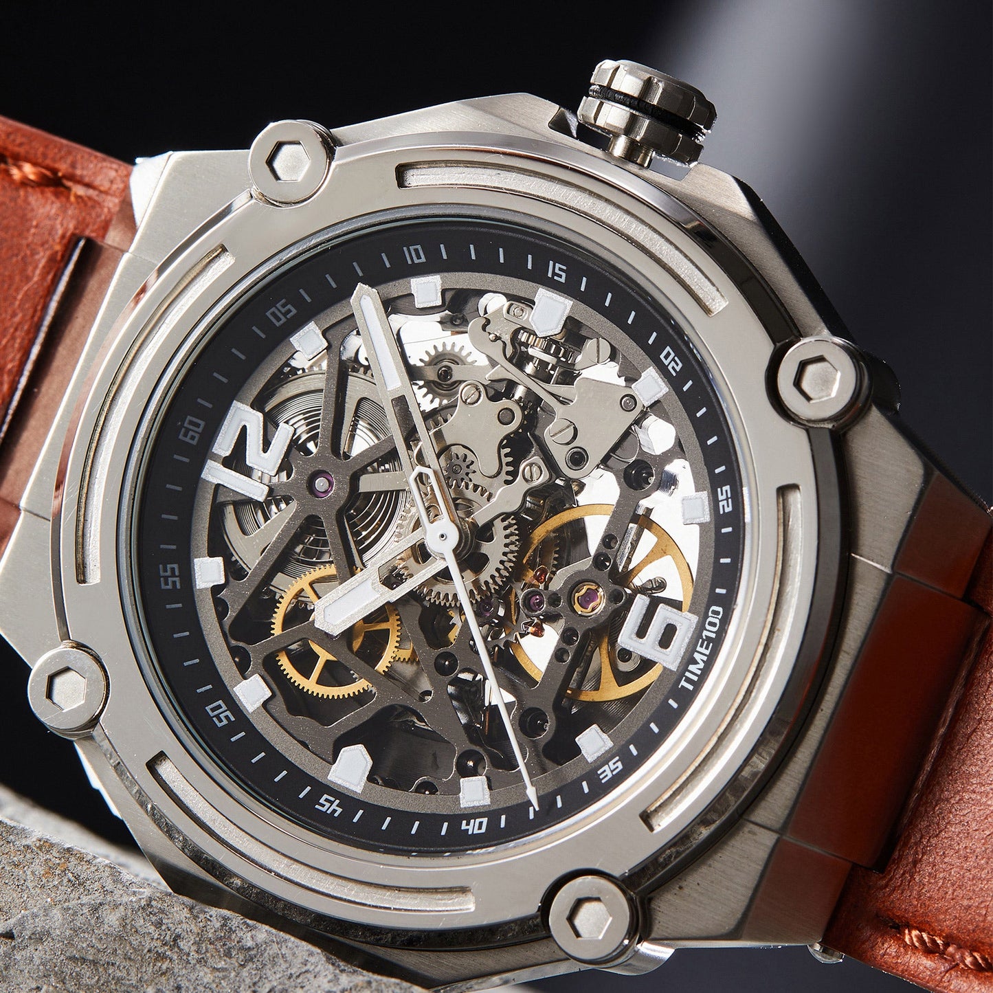 TIME100 Automatic Watches for Men Mechanical Men's Wrist Watches(No Battery),Winning The Design Competition - Time100