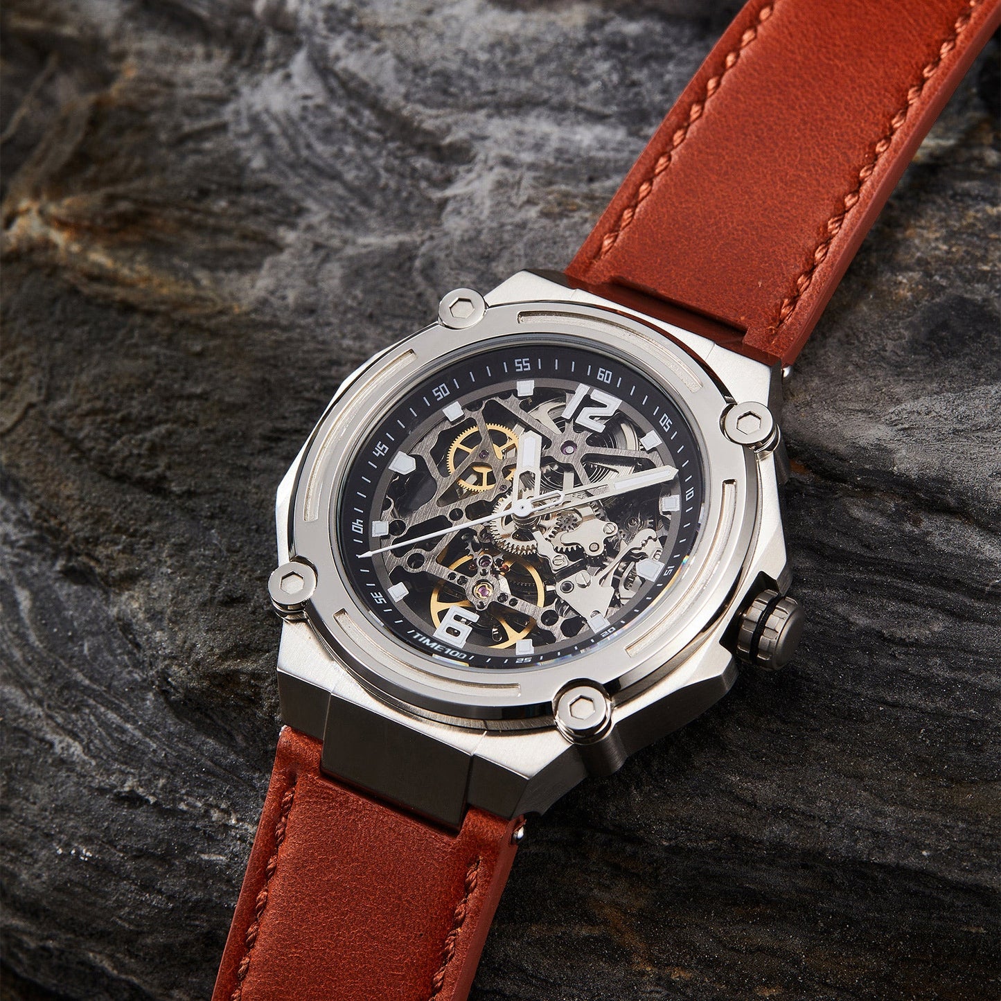 TIME100 Automatic Watches for Men Mechanical Men's Wrist Watches(No Battery),Winning The Design Competition - Time100