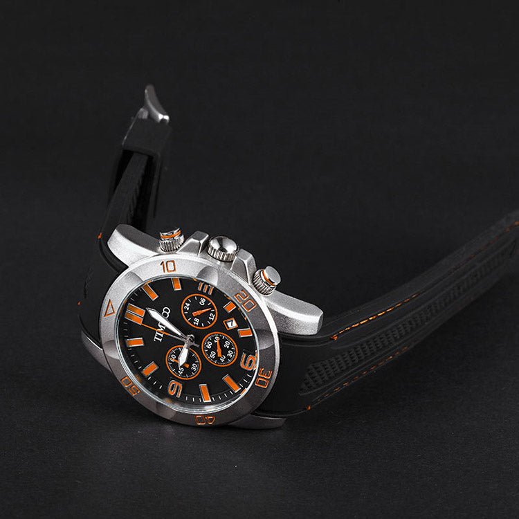 TIME100 Fashion Multifunction Silicone Leather Business Mens Quartz Watches - Time100