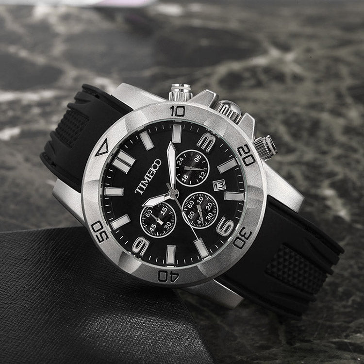 TIME100 Fashion Multifunction Silicone Leather Business Mens Quartz Watches - Time100