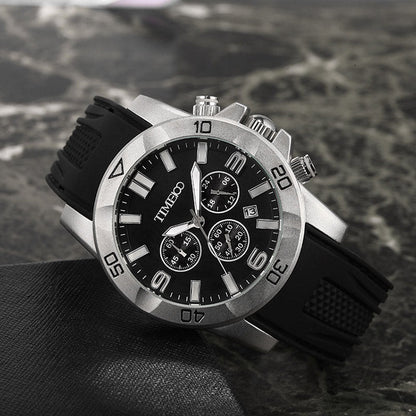 TIME100 Fashion Multifunction Silicone Leather Business Mens Quartz Watches - Time100