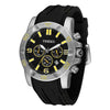TIME100 W70113G Men's Minimalist Black Chronograph Watch with 46mm Oversized Case Silver Yellow - Time100
