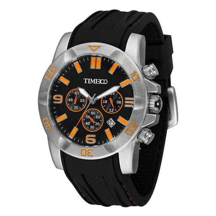 TIME100 Fashion Multifunction Silicone Leather Business Mens Quartz Watches - Time100