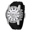 TIME100 W70113G Men's Minimalist Black Chronograph Watch with 46mm Oversized Case Silver White - Time100