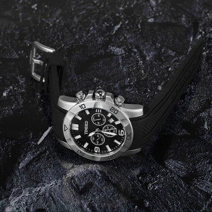 TIME100 Fashion Multifunction Silicone Leather Business Mens Quartz Watches - Time100