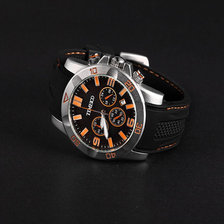 TIME100 Fashion Multifunction Silicone Leather Business Mens Quartz Watches - Time100
