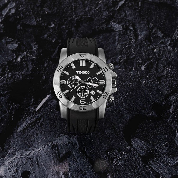 TIME100 Fashion Multifunction Silicone Leather Business Mens Quartz Watches - Time100