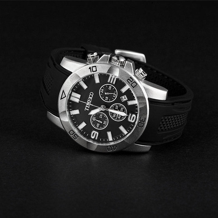 TIME100 Fashion Multifunction Silicone Leather Business Mens Quartz Watches - Time100