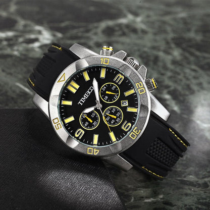 TIME100 Fashion Multifunction Silicone Leather Business Mens Quartz Watches - Time100