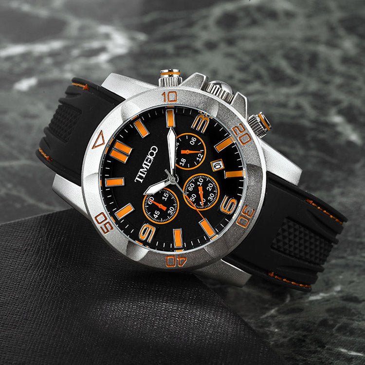 TIME100 Fashion Multifunction Silicone Leather Business Mens Quartz Watches - Time100