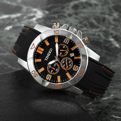 TIME100 Fashion Multifunction Silicone Leather Business Mens Quartz Watches - Time100