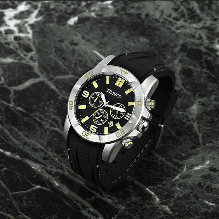 TIME100 Fashion Multifunction Silicone Leather Business Mens Quartz Watches - Time100