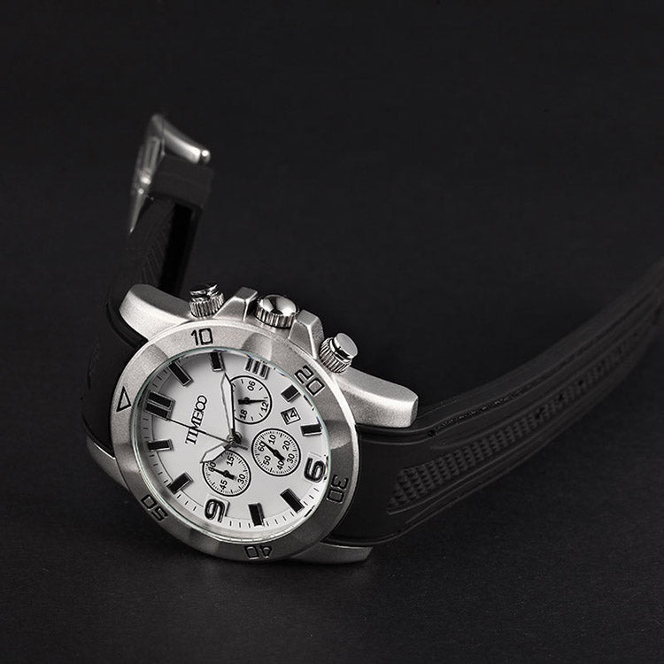 TIME100 Fashion Multifunction Silicone Leather Business Mens Quartz Watches - Time100
