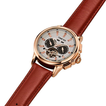 TIME100 Mechanical Watch Multifunctional Automatic Mechanical Movement Waterproof Display of Date Year Flywheel Men's Watch - Time100