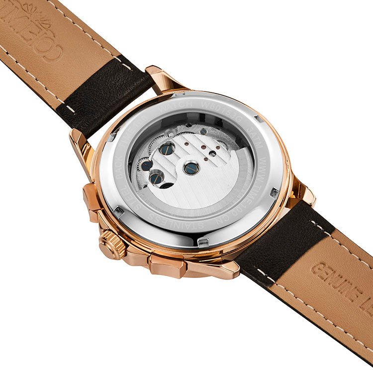 TIME100 Mechanical Watch Multifunctional Automatic Mechanical Movement Waterproof Display of Date Year Flywheel Men's Watch - Time100