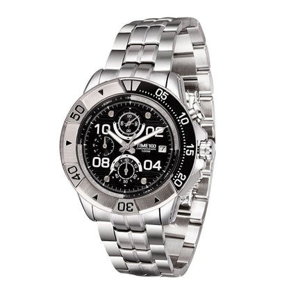 TIME100 Men's Multifunction Fashion Steel Strap 100M Waterproof Blue Sport Quartz Watch - Time100