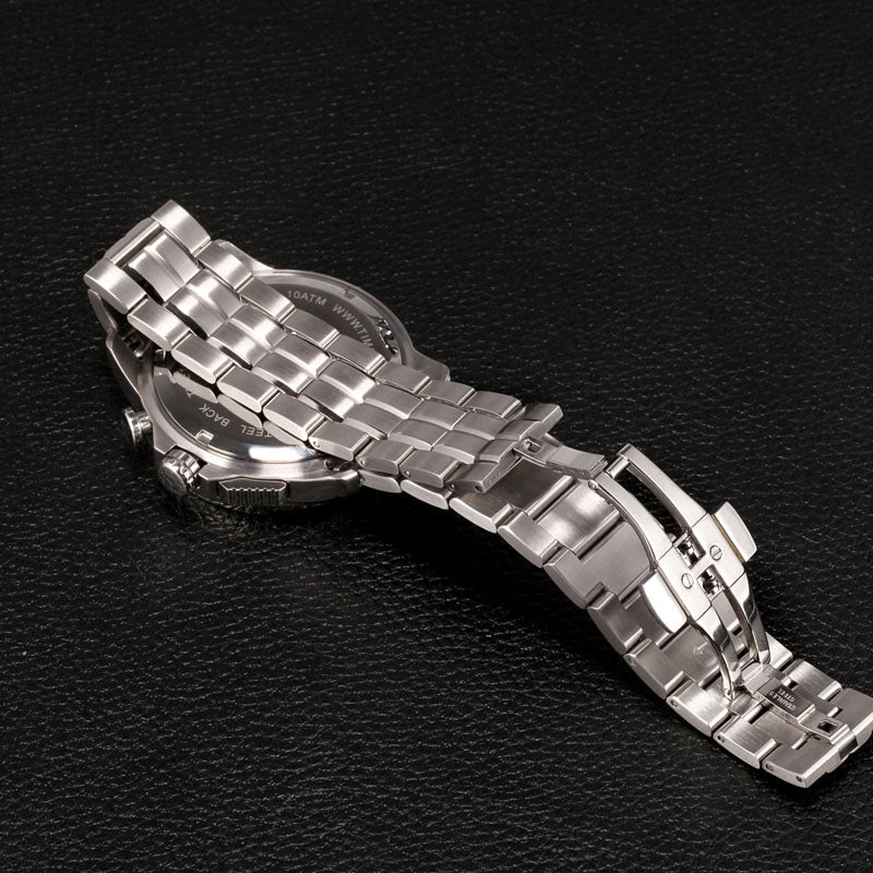 TIME100 Men's Multifunction Fashion Steel Strap 100M Waterproof Blue Sport Quartz Watch - Time100