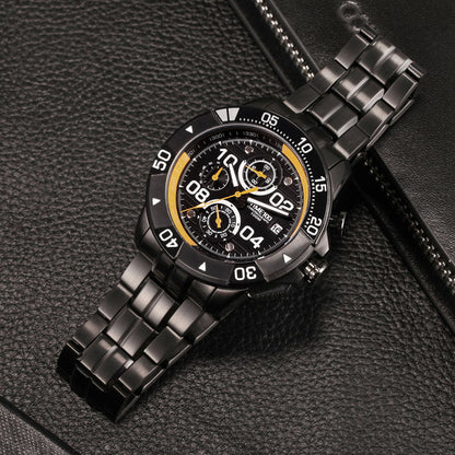 TIME100 Men's Multifunction Fashion Steel Strap 100M Waterproof Blue Sport Quartz Watch - Time100