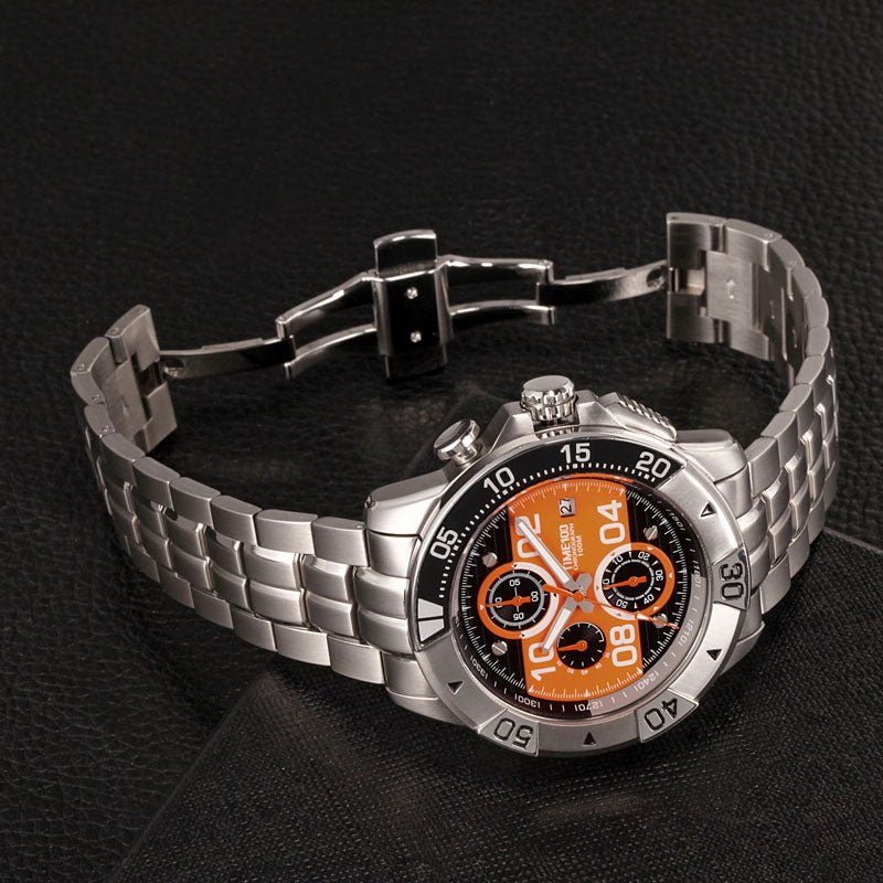 TIME100 Men's Multifunction Fashion Steel Strap 100M Waterproof Blue Sport Quartz Watch - Time100