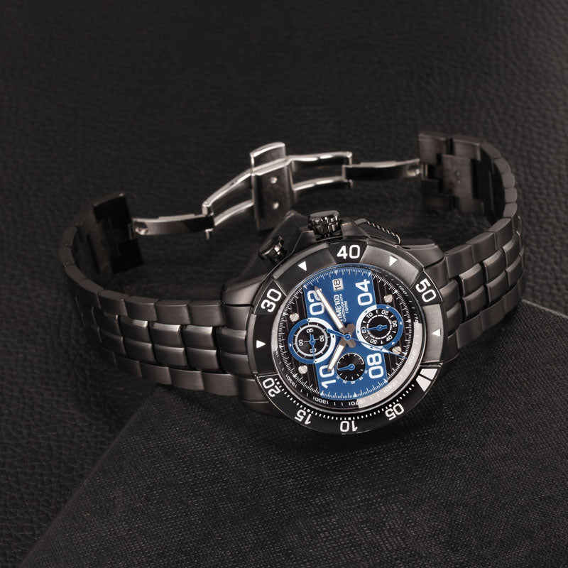 TIME100 Men's Multifunction Fashion Steel Strap 100M Waterproof Blue Sport Quartz Watch - Time100